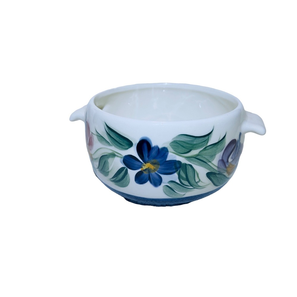 VTG '95 Annabella Gail Pittman Pottery Handpainted  Round Casserole Floral Dish